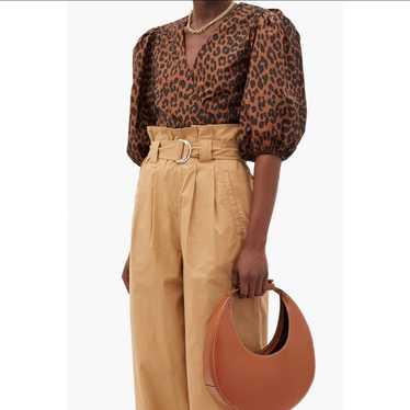 GANNI Leopard Wrap Top with Balloon Sleeves - image 1