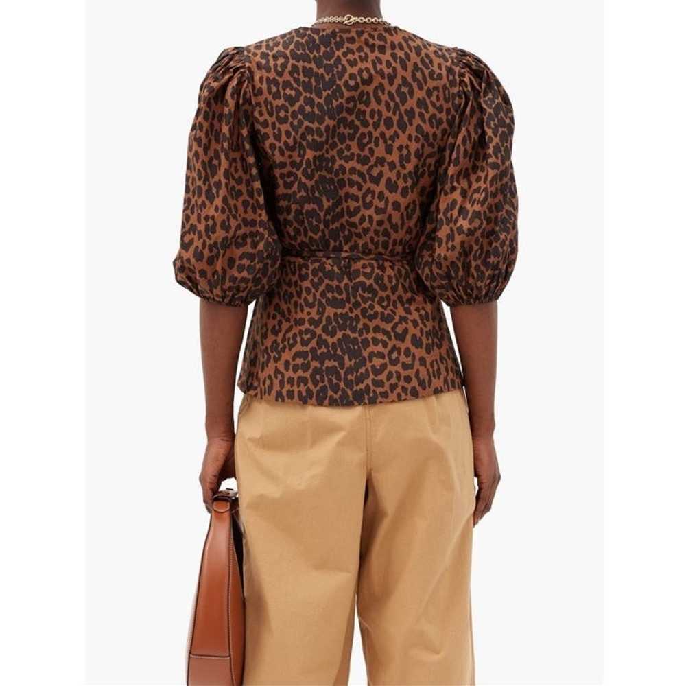 GANNI Leopard Wrap Top with Balloon Sleeves - image 2