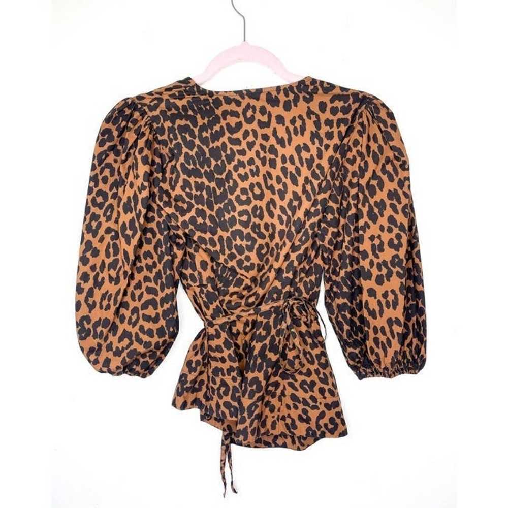 GANNI Leopard Wrap Top with Balloon Sleeves - image 5
