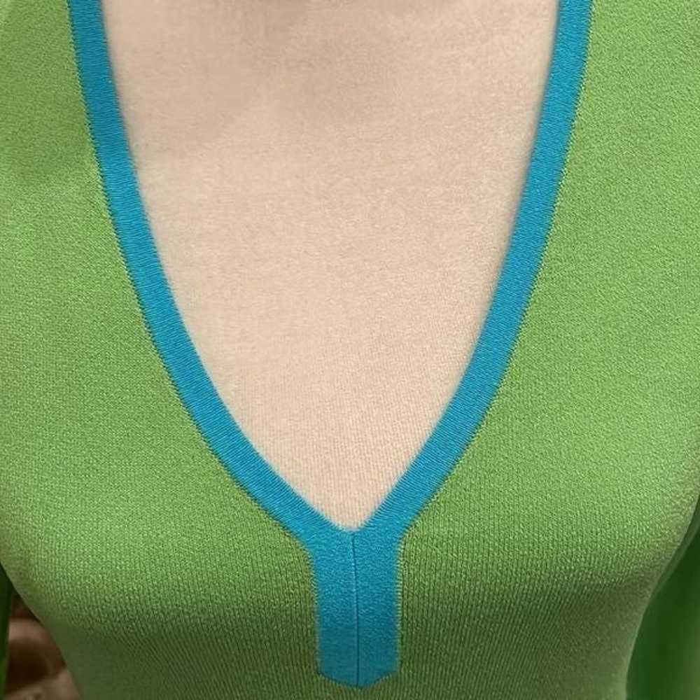 White + Warren V neck 3/4 length sleeve turquoise… - image 2