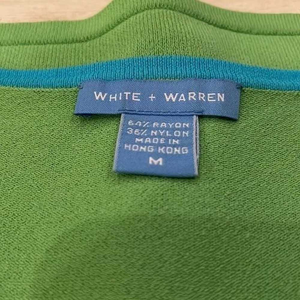 White + Warren V neck 3/4 length sleeve turquoise… - image 5