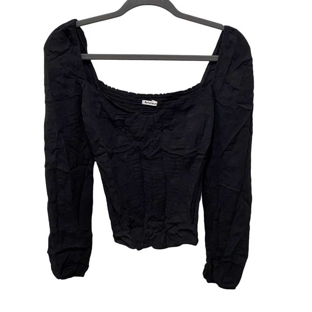 Reformation Reign Black Fitted Blouse Top Women's… - image 1