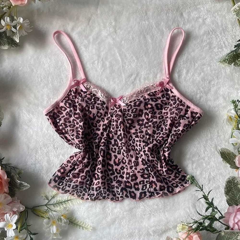 y2k baby pink lace leopard print cami top - image 1