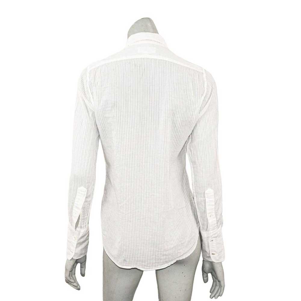 NILI LOTAN Women's White semi Sheer Stripe Button… - image 2
