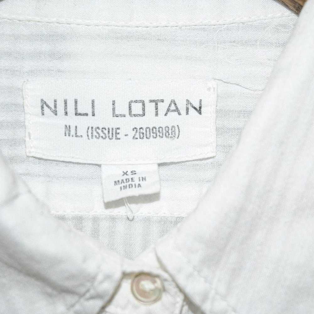 NILI LOTAN Women's White semi Sheer Stripe Button… - image 3