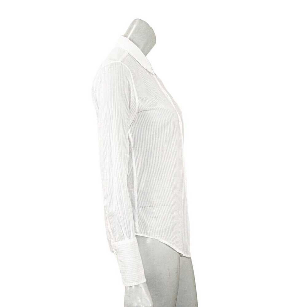 NILI LOTAN Women's White semi Sheer Stripe Button… - image 4