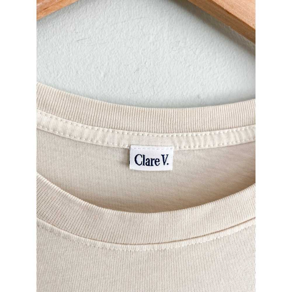 Clare V. | Drop-Shoulder Tee | Cream/Poppy | Embr… - image 4