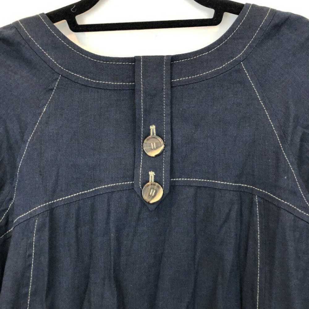 Tibi XS Linen Navy Popover Blouse Jacket - image 9