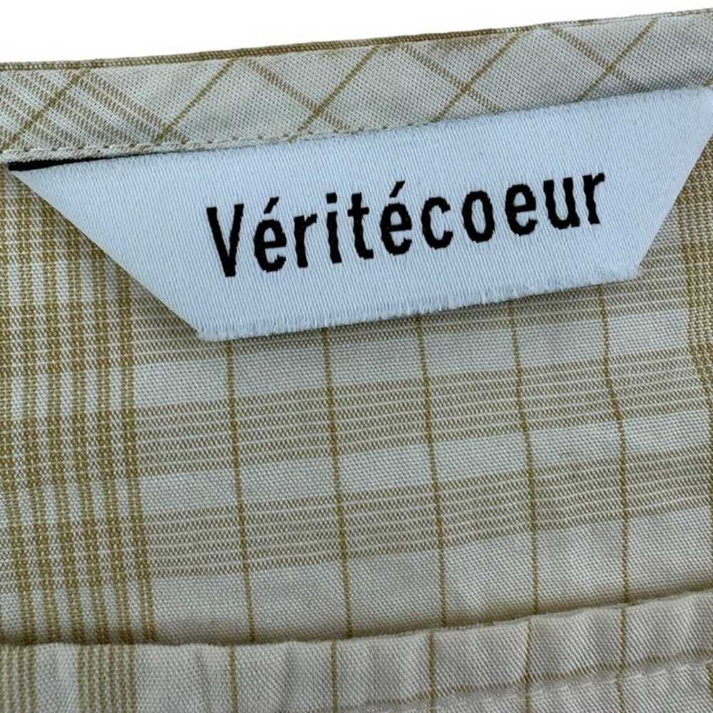 Veritecoeur Brown Check Boxy Long Sleeve Cotton T… - image 2
