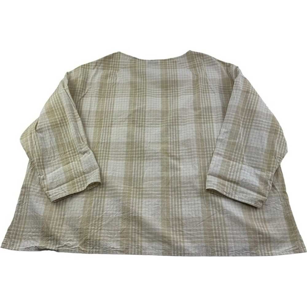 Veritecoeur Brown Check Boxy Long Sleeve Cotton T… - image 5