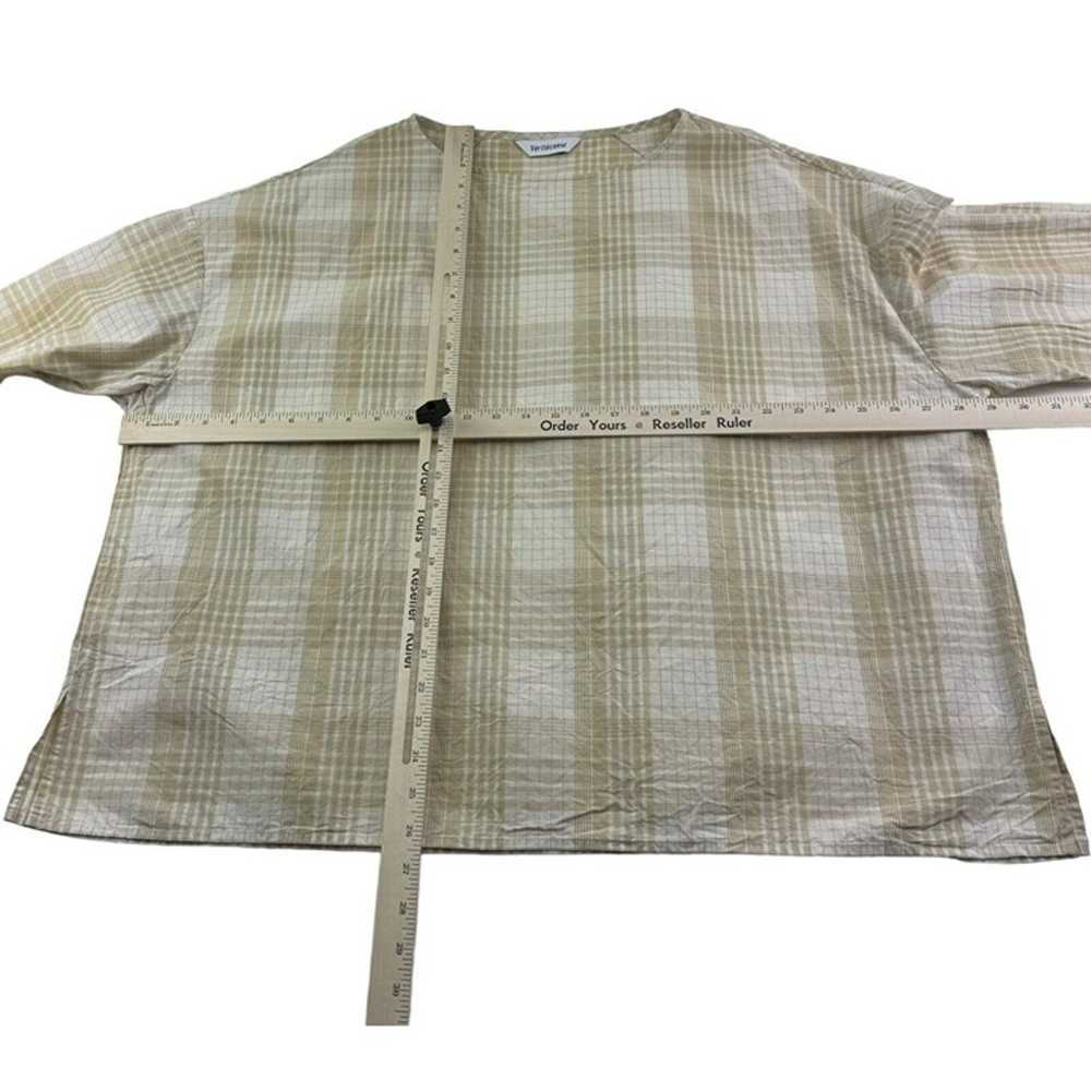 Veritecoeur Brown Check Boxy Long Sleeve Cotton T… - image 6