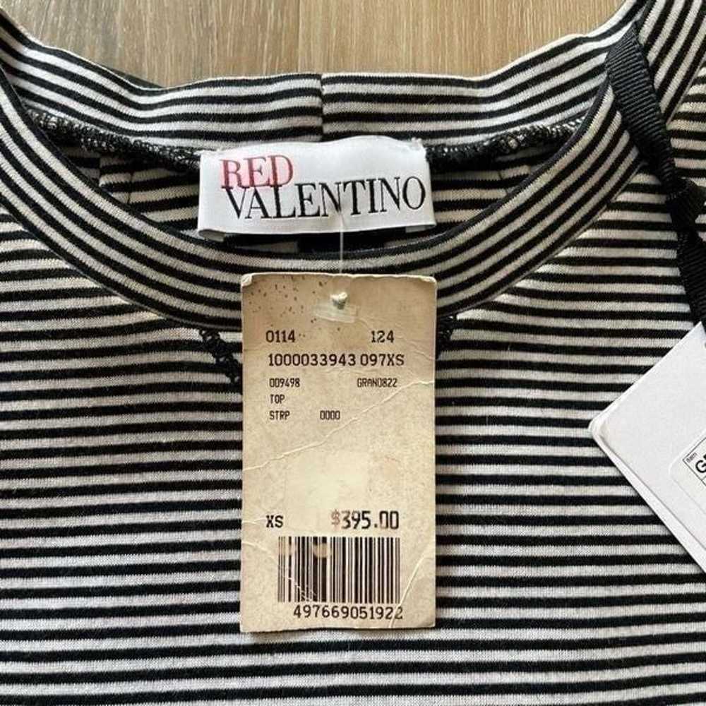 Red Valentino Monochrome Striped Knit Ruffled Tri… - image 3