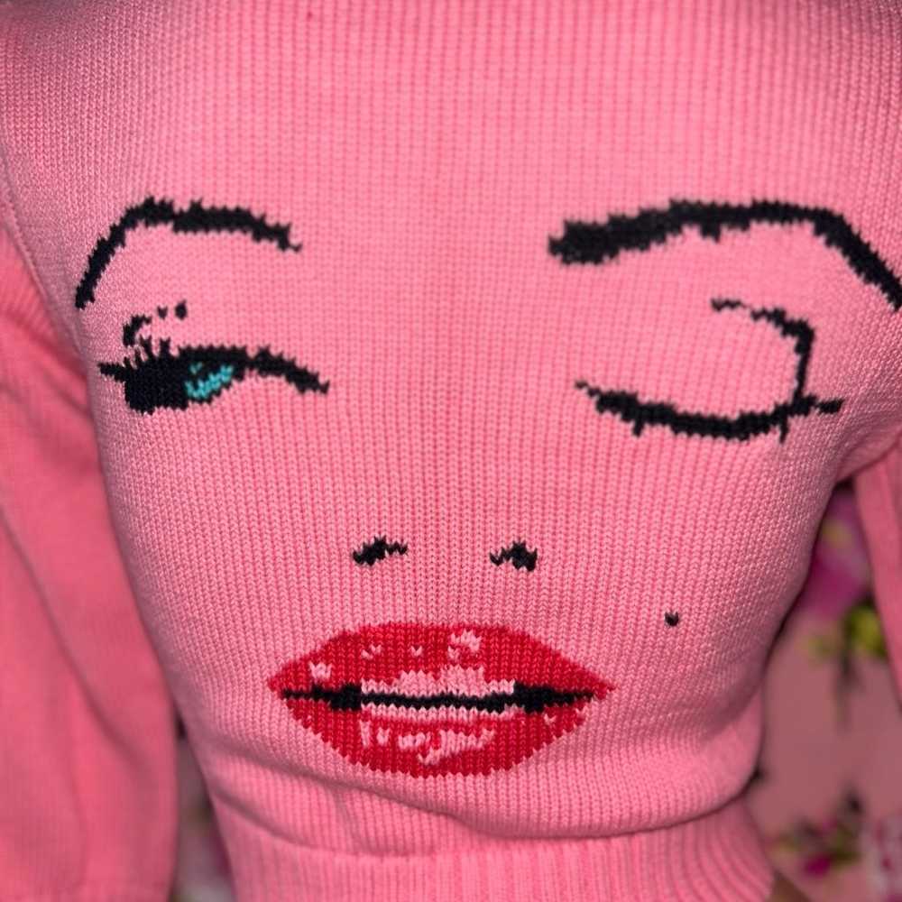 Vintage Betsey Johnson Sweater Marilyn pinup crop… - image 1