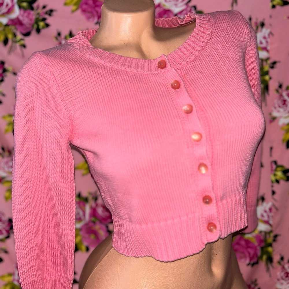 Vintage Betsey Johnson Sweater Marilyn pinup crop… - image 2