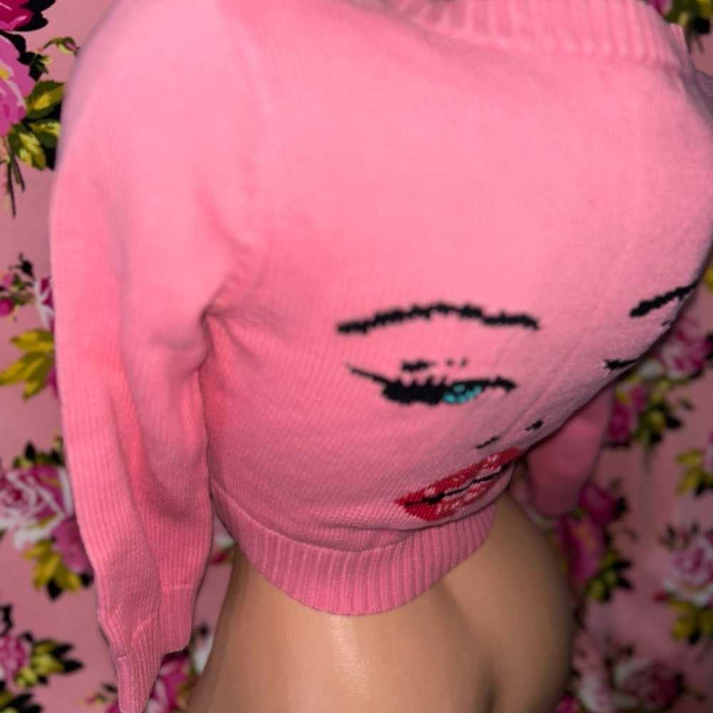 Vintage Betsey Johnson Sweater Marilyn pinup crop… - image 4