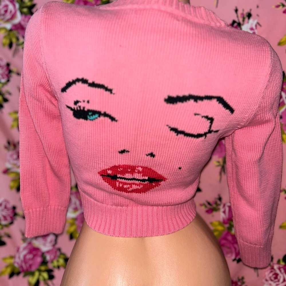 Vintage Betsey Johnson Sweater Marilyn pinup crop… - image 5