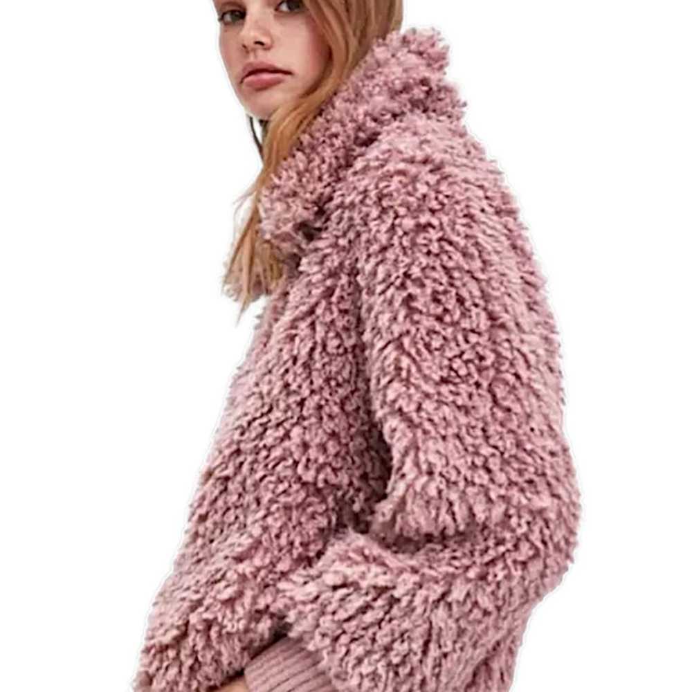 Zara pink mauve teddy bear furry faux fur full zi… - image 11