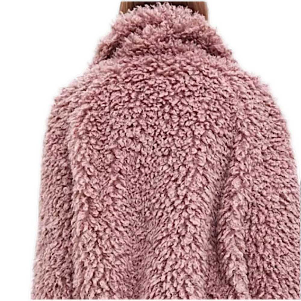 Zara pink mauve teddy bear furry faux fur full zi… - image 12