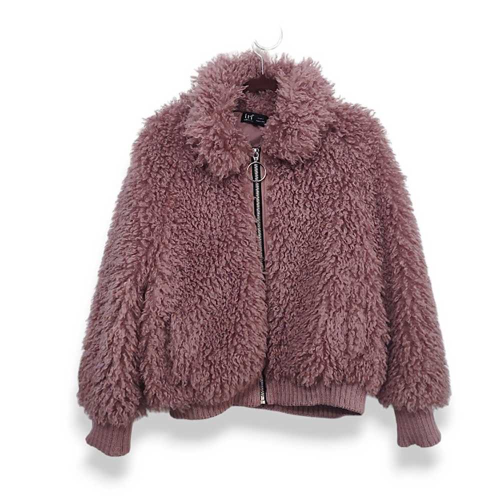 Zara pink mauve teddy bear furry faux fur full zi… - image 2