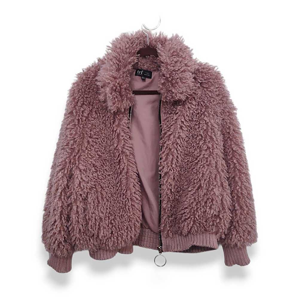 Zara pink mauve teddy bear furry faux fur full zi… - image 3