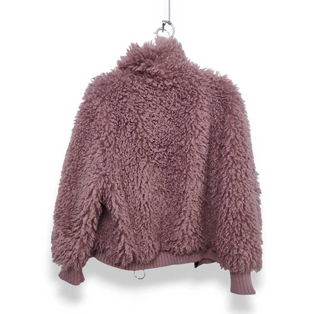 Zara pink mauve teddy bear furry faux fur full zi… - image 4