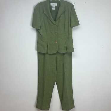 Sag Harbor's woman's green  jacket-pant dress sui… - image 1