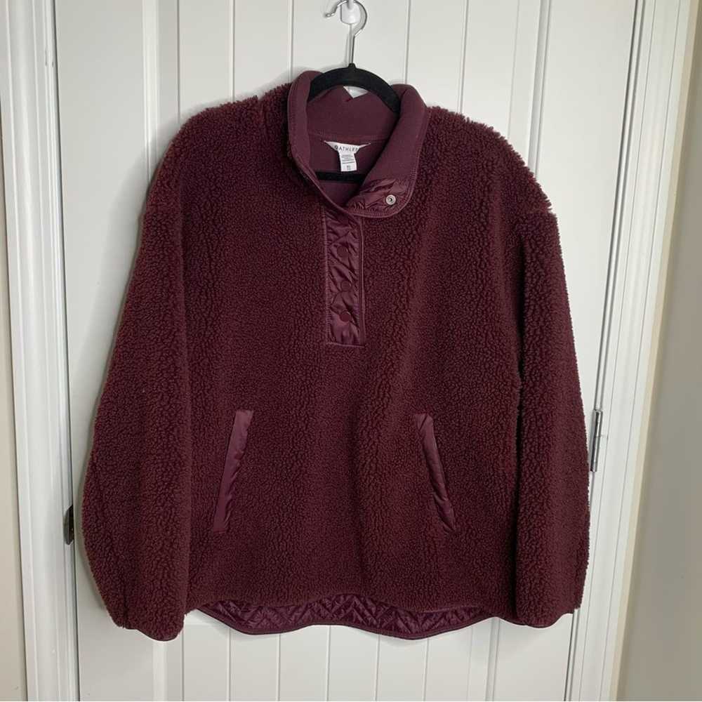Athleta NEW  burgundy cozy sherpa snap pullover s… - image 2