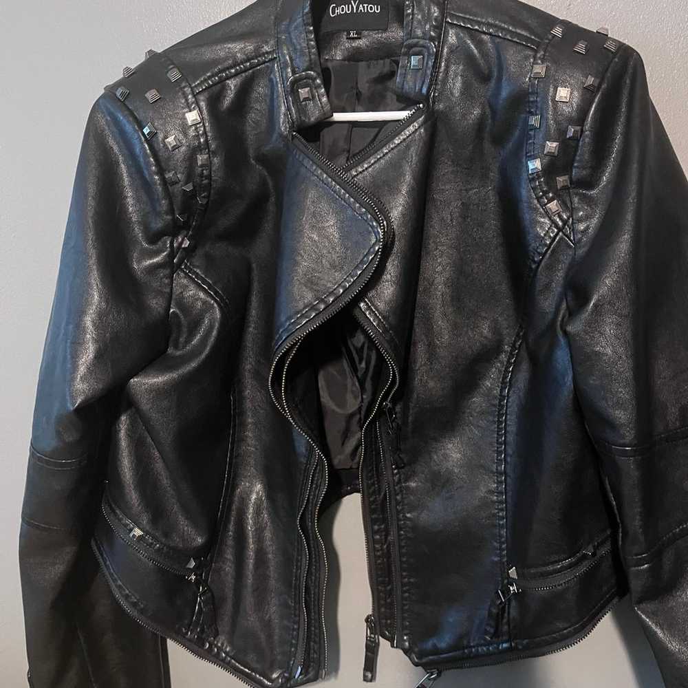Leather Jacket (faux leather) studded motorcycle … - image 1