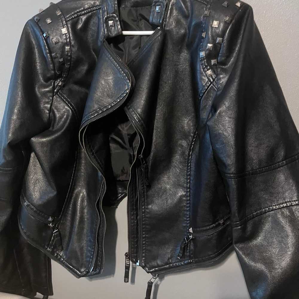 Leather Jacket (faux leather) studded motorcycle … - image 2