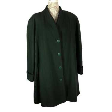 VINTAGE MDP Mario De Pinto green wool V neck coat… - image 1
