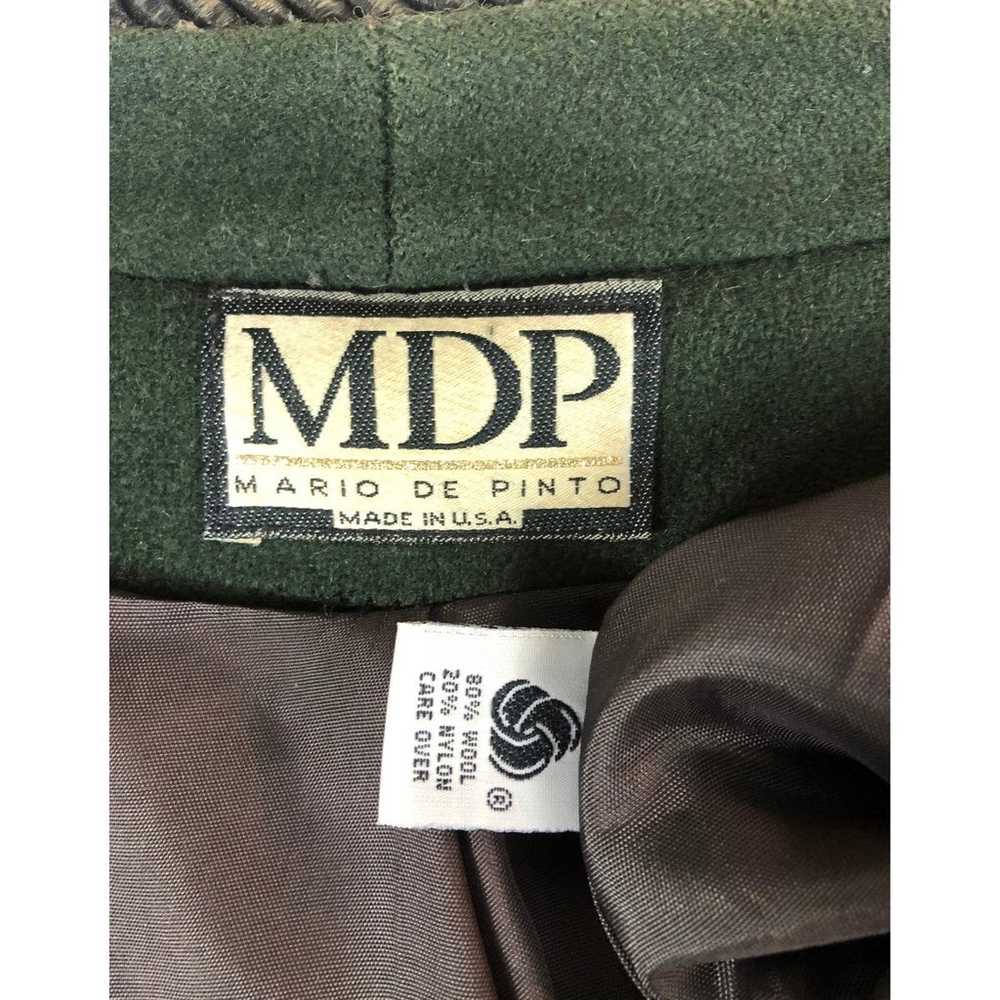 VINTAGE MDP Mario De Pinto green wool V neck coat… - image 5