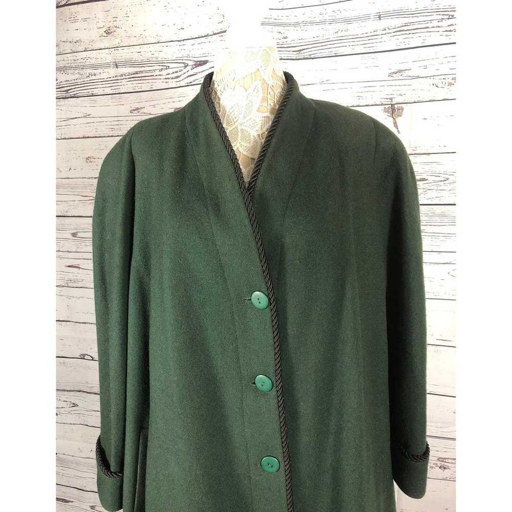 VINTAGE MDP Mario De Pinto green wool V neck coat… - image 6