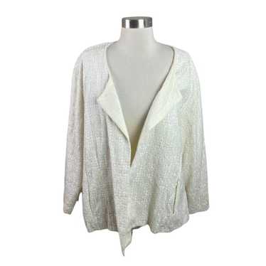 Eileen Fisher 3X Ivory Textured Cotton Lined Open… - image 1