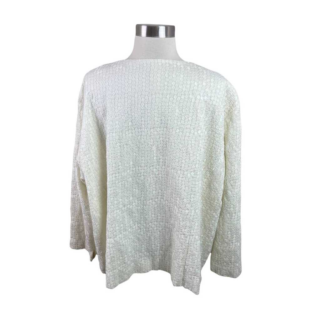Eileen Fisher 3X Ivory Textured Cotton Lined Open… - image 3