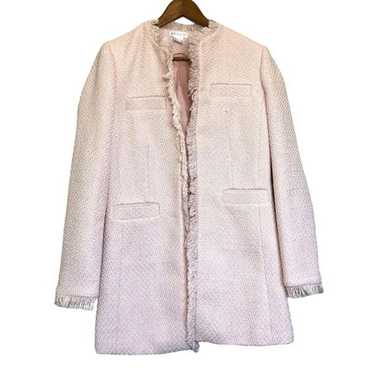 NWOT Venus Blush Pink Tweed Overcoat Fringe Fray … - image 1