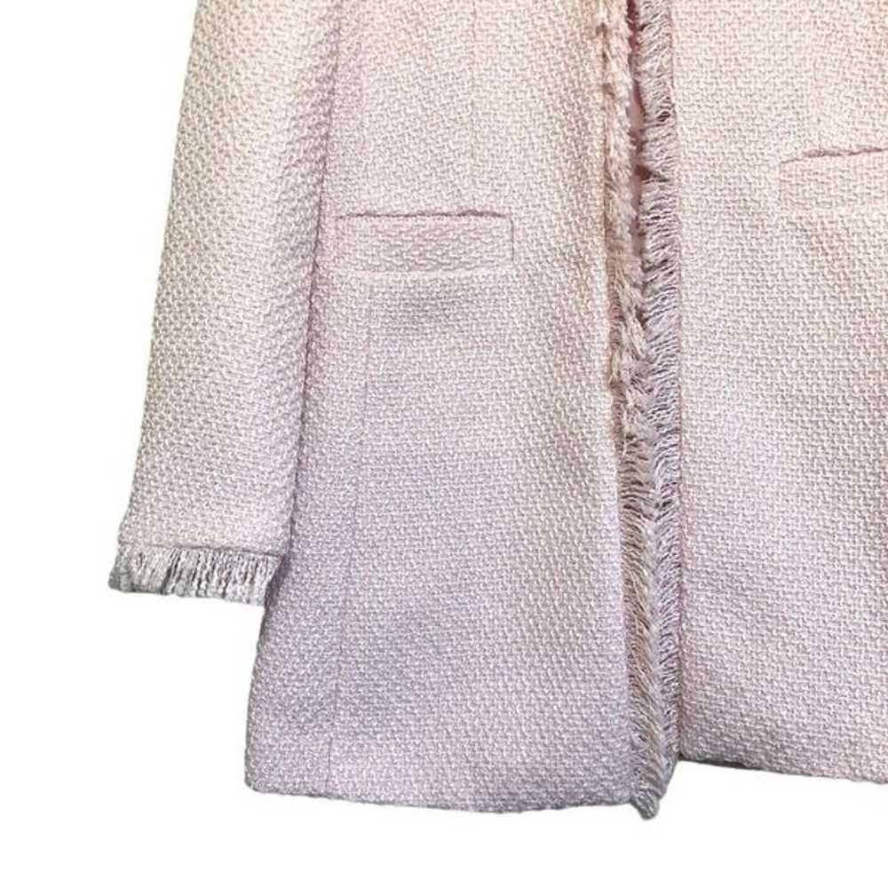 NWOT Venus Blush Pink Tweed Overcoat Fringe Fray … - image 8
