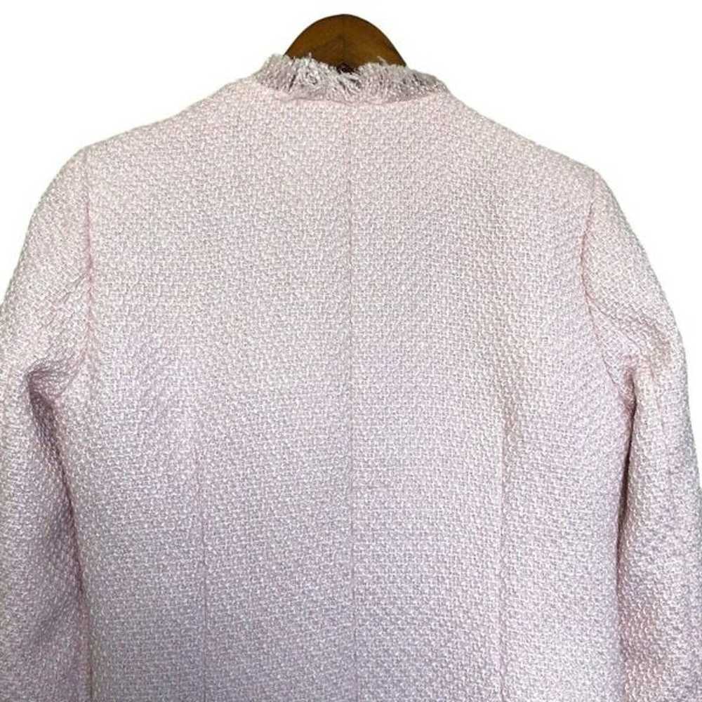 NWOT Venus Blush Pink Tweed Overcoat Fringe Fray … - image 9