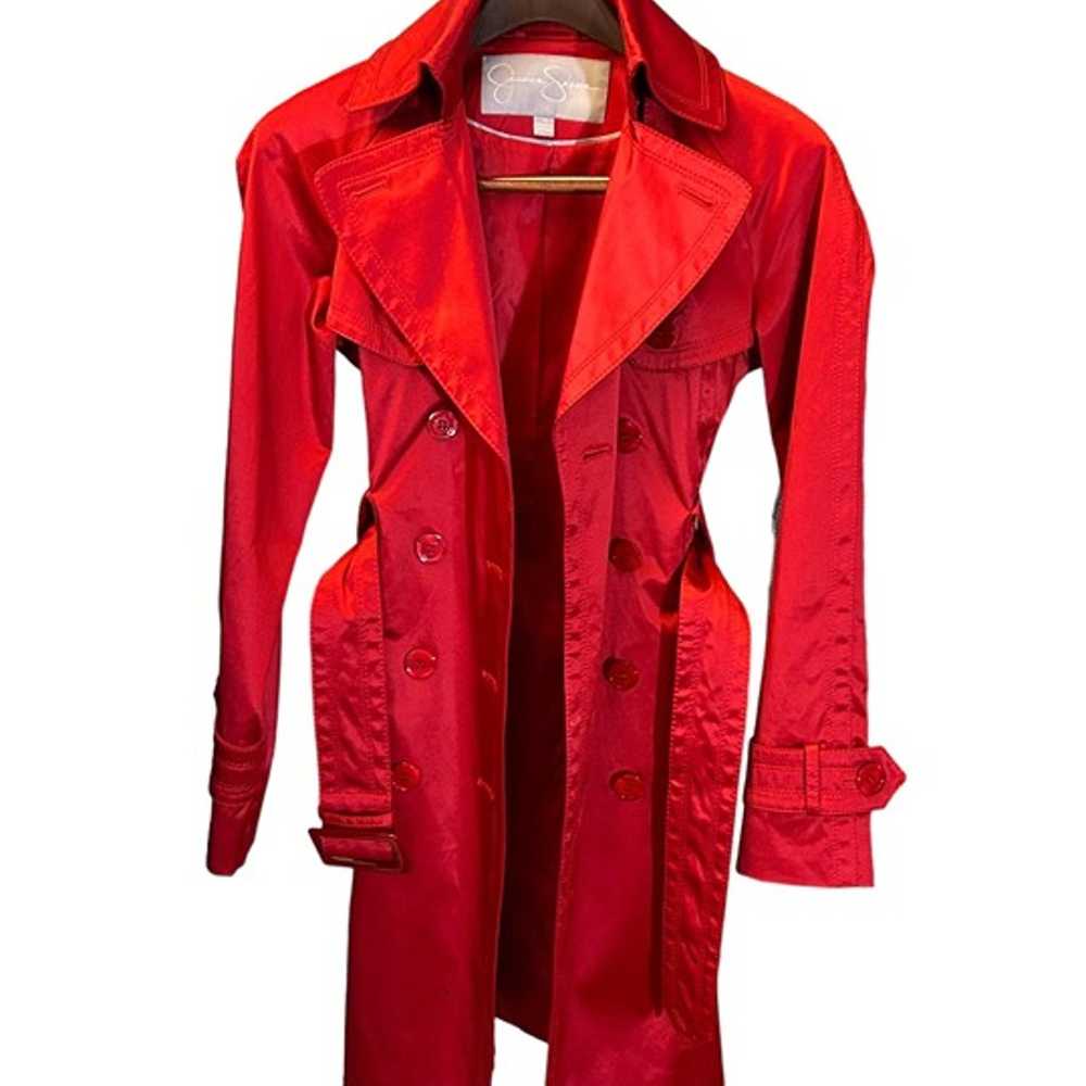 Jessica Simpson Women's (XS) Red Sateen Trench Co… - image 3