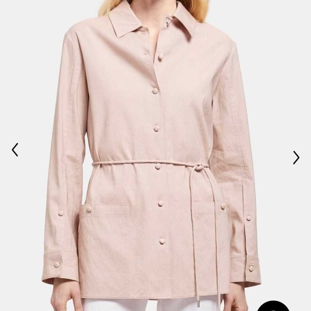 Theory Belted Shirt Jacket in Linen Blend Melange… - image 1