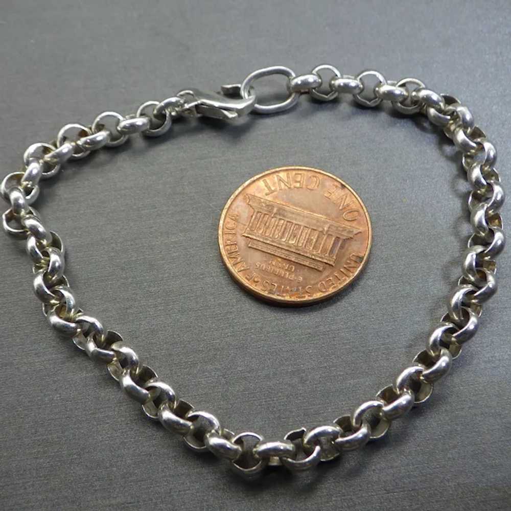 Vintage Sterling Silver Rolo Link Bracelet, Lobst… - image 2