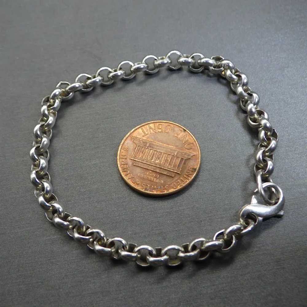 Vintage Sterling Silver Rolo Link Bracelet, Lobst… - image 4