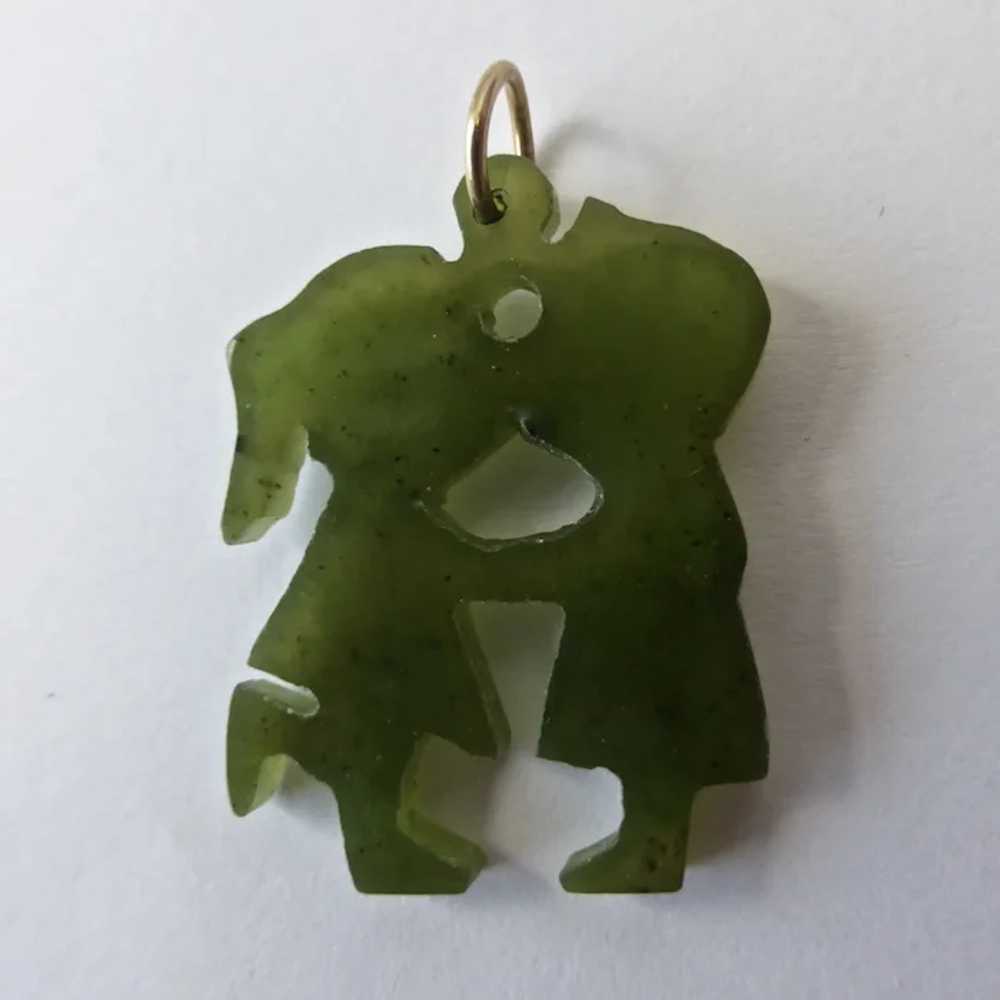 Vintage Carved Semi Translucent Nephrite JadePend… - image 3