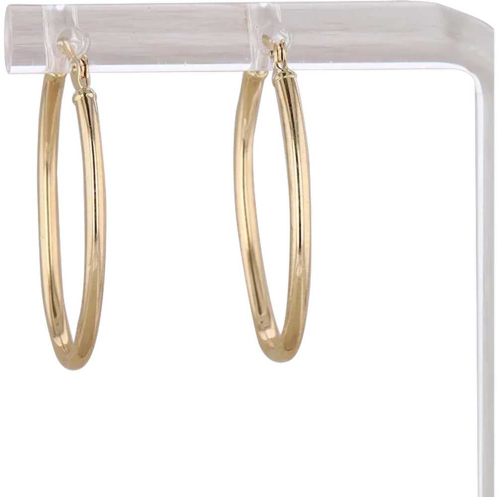 14k Yellow Gold Thin Oval Hoop Earrings 0.72g - image 1