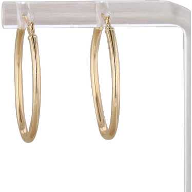 14k Yellow Gold Thin Oval Hoop Earrings 0.72g - image 1