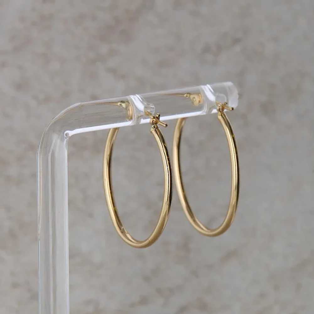 14k Yellow Gold Thin Oval Hoop Earrings 0.72g - image 4