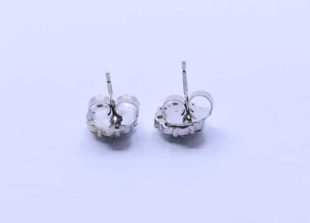 18K White Gold Emerald Diamonds Stud Earring - image 4