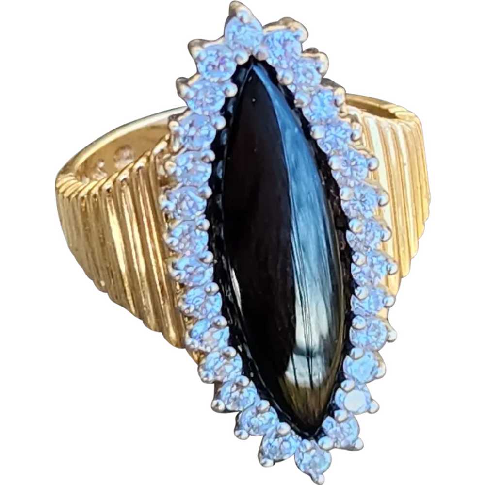 Beautiful, Strong, Sleek Marquise Onyx with Brigh… - image 1