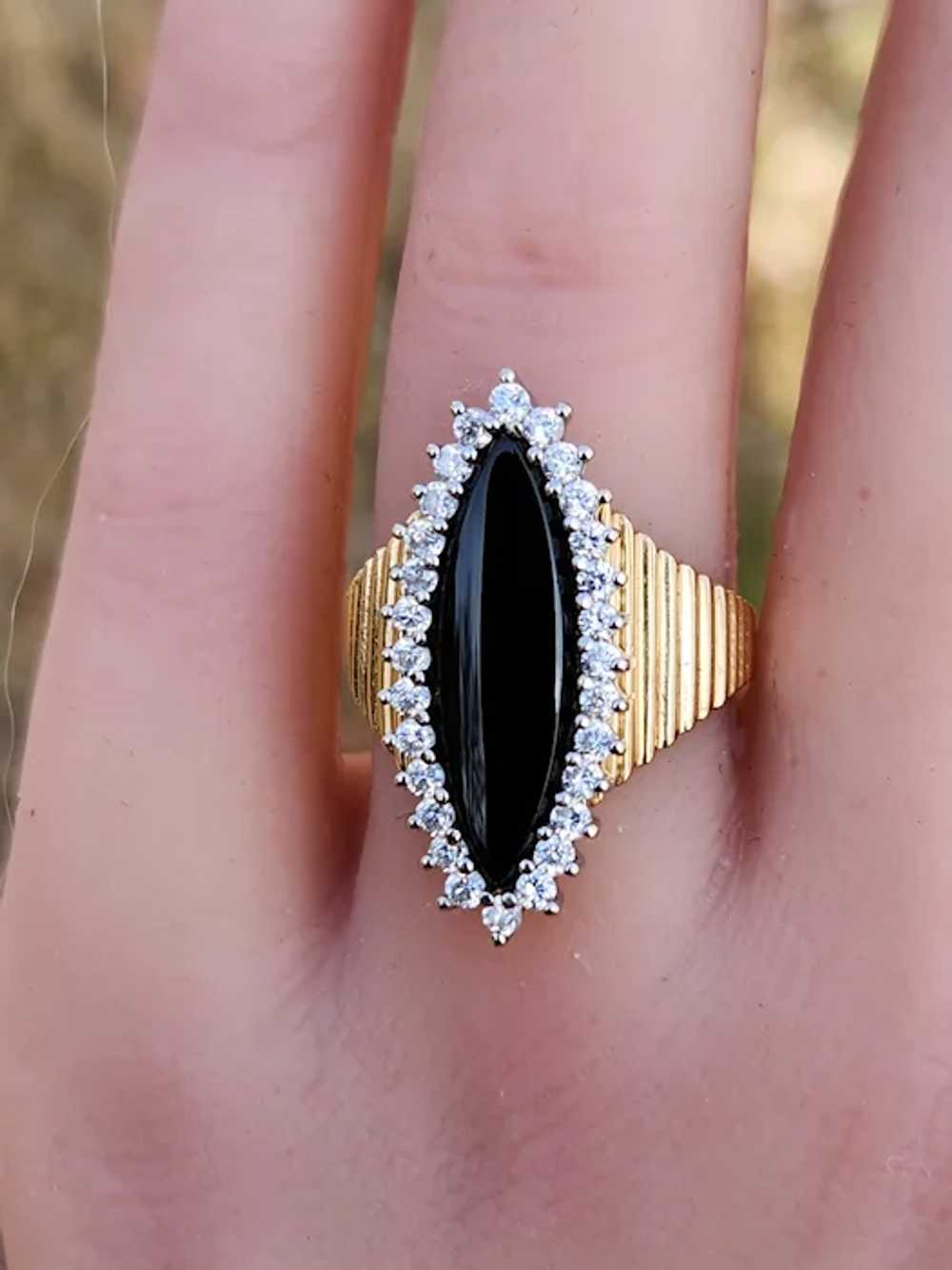 Beautiful, Strong, Sleek Marquise Onyx with Brigh… - image 3