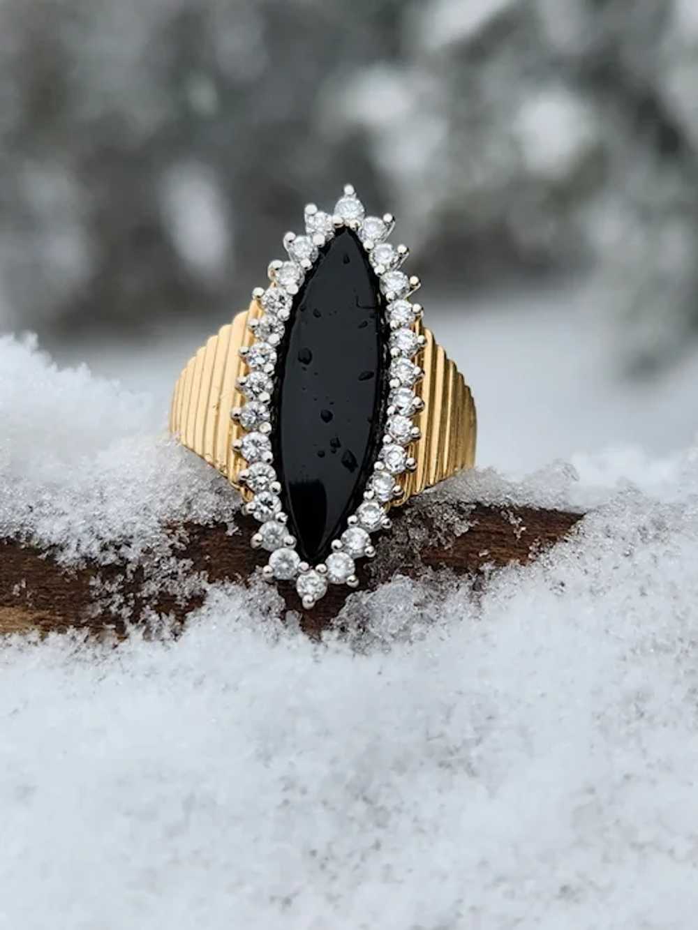 Beautiful, Strong, Sleek Marquise Onyx with Brigh… - image 7