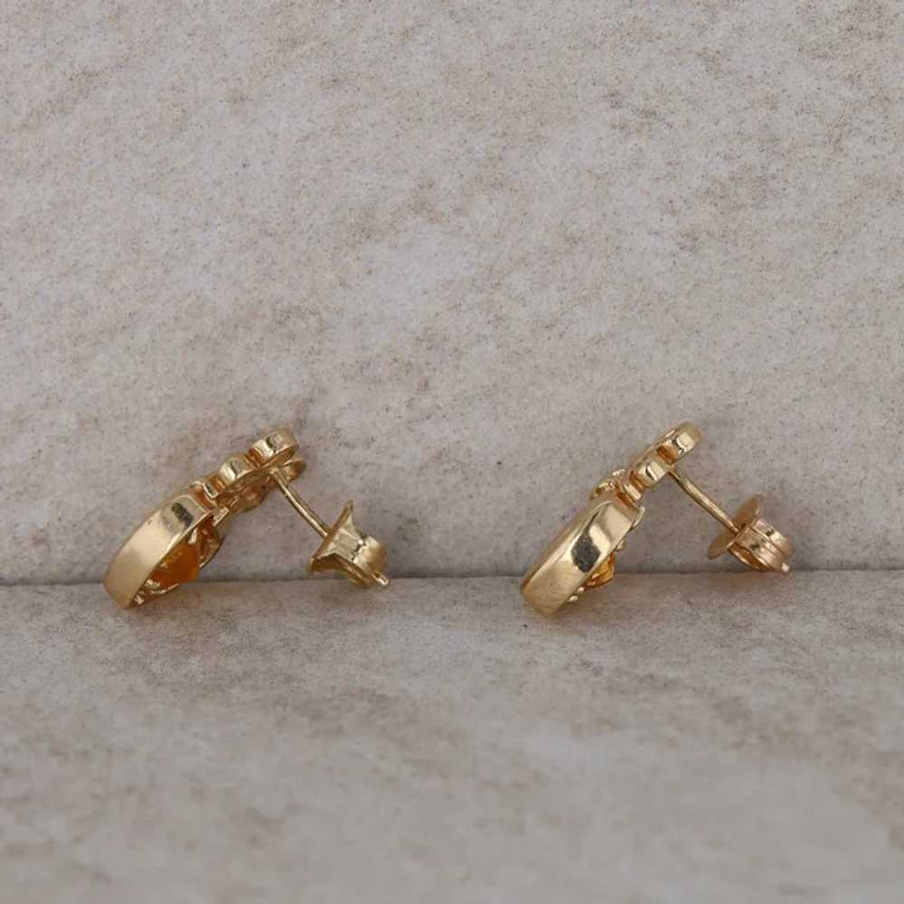 10k Yellow Gold Heart Citrine Dangle Earrings - image 3